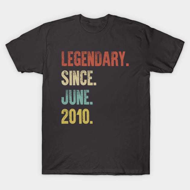 Retro Vintage 10th Birthday Legendary Since June 2010 T-Shirt by DutchTees